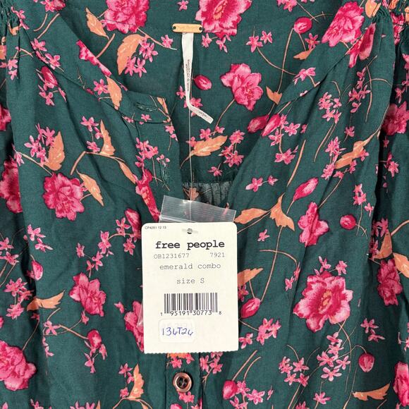 Free People Flower Fields Mini Dress Size S Emerald Green MSRP $128 NWT - Picture 9 of 10